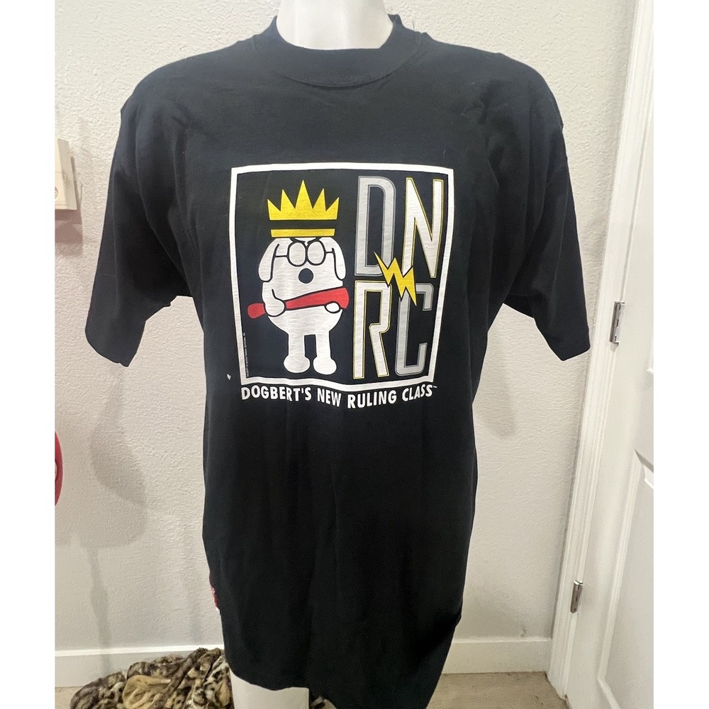 Vintage Dilbert Software‎ Dogbert's New Ruling Class Black Graphic T Shirt